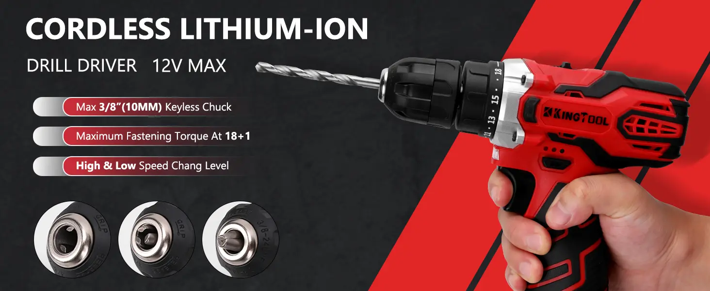 Lithium-ion battery packing into the 12V KingTool drill