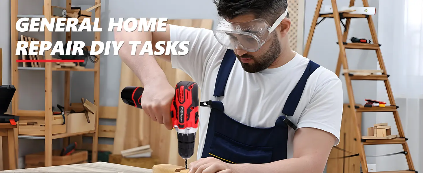Hammer, saw, level, tape measure and hex keys from the kit
